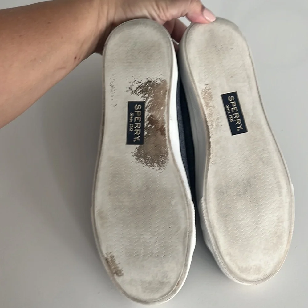 Sperry‎ denim pier view sneakers with leather shoe laces